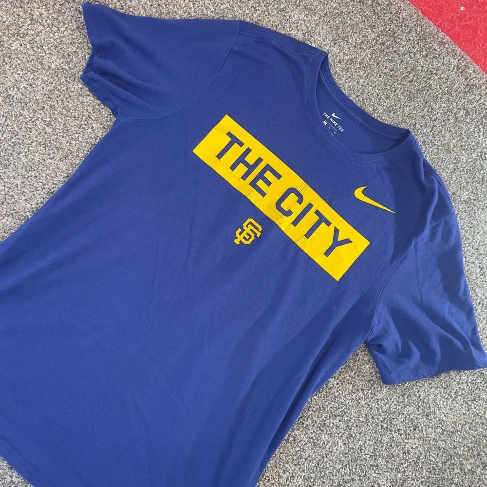 Nike Dri-Fit Golden State Warriors The City Shirt Mens‎ XL Blue Yellow NBA Tee